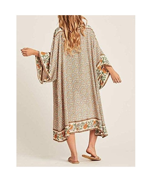 Cover-Ups Bestyyou Women's Print Kimono Jacket Cardigan Long Robe Bathing Suit Bikini Swimsuit Cover Up Swimwear - Print G - ...