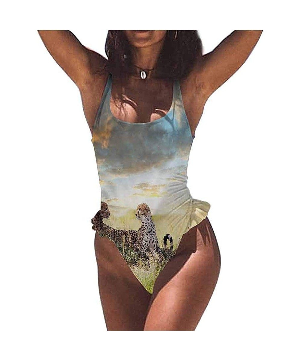 Bottoms Bikini Safari- Collage Local Wild Animals Fits All Different Body Types - Multi 02-one-piece Swimsuit - C019E7G543G