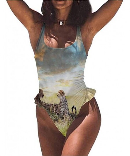 Bottoms Bikini Safari- Collage Local Wild Animals Fits All Different Body Types - Multi 02-one-piece Swimsuit - C019E7G543G