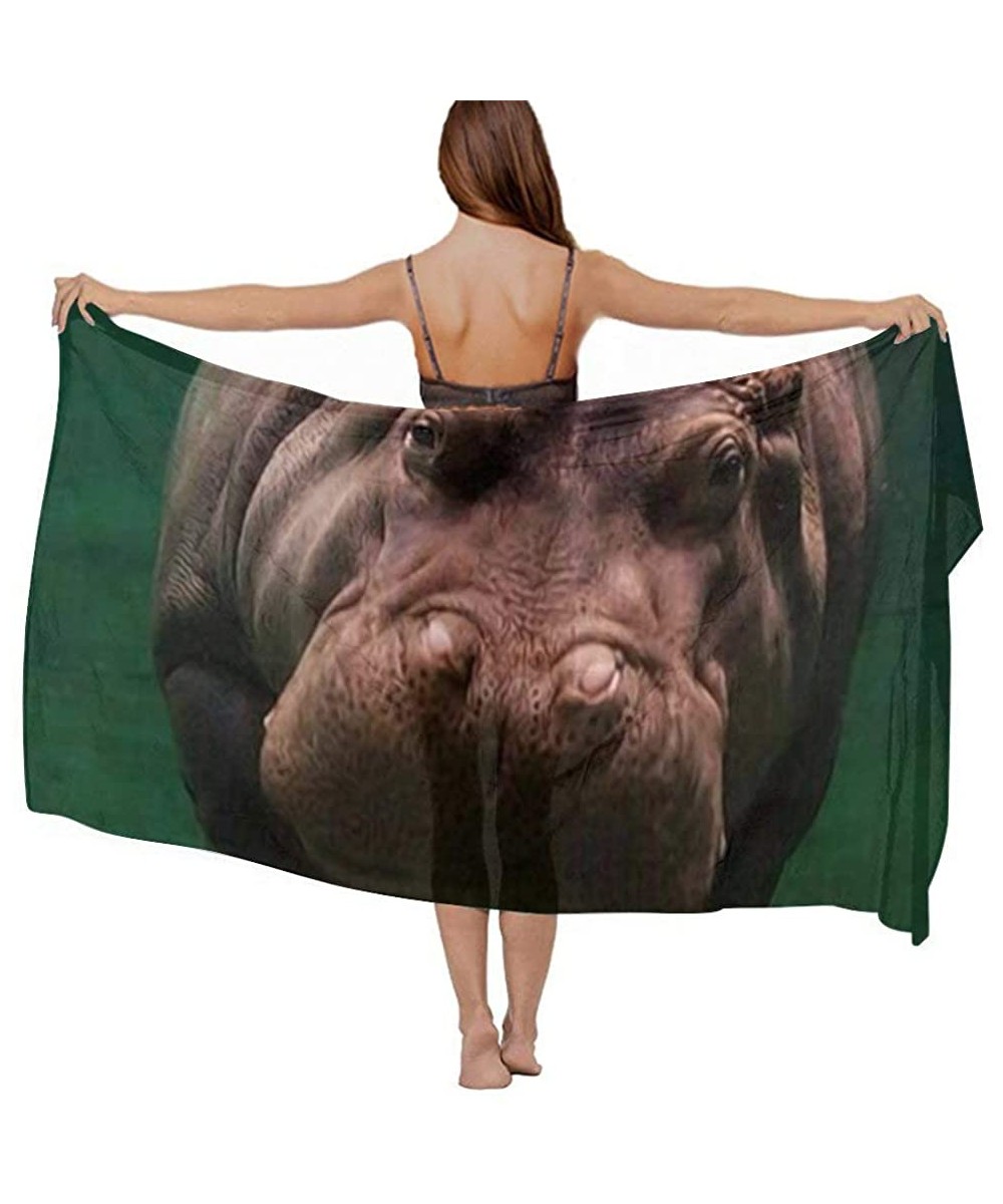 Cover-Ups Women Fashion Shawl Wrap Summer Vacation Beach Towels Swimsuit Cover Up - Diving Hippo - CC190HKDC9C