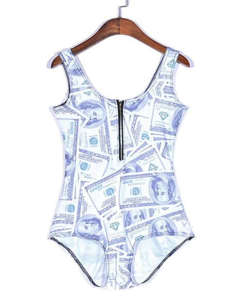 One-Pieces Women's Zipper Printed One Piece Backless Jumpsuit Monokini Swimwear - Dollars - CO18D43TGHW