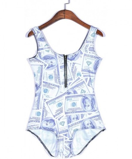 One-Pieces Women's Zipper Printed One Piece Backless Jumpsuit Monokini Swimwear - Dollars - CO18D43TGHW