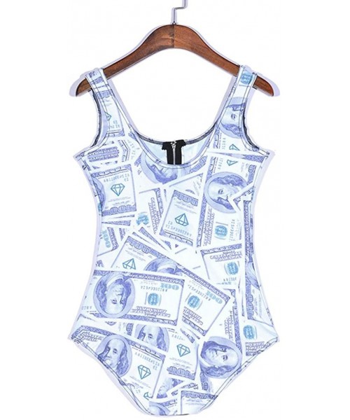 One-Pieces Women's Zipper Printed One Piece Backless Jumpsuit Monokini Swimwear - Dollars - CO18D43TGHW