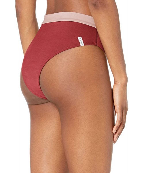 Bottoms Women's Marlee High Waist Bikini Bottom Swimsuit - Stamina Shiny Spice - C818Z05QN3Y