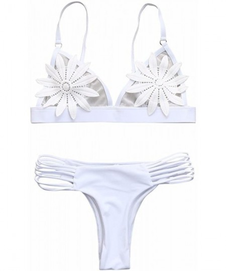 Sets Women Floral Shape Bikini Set Push up Padded Bra Swimwear Bathing 2019 New Swimsuit Novelty Sexy Style Beachwear White -...