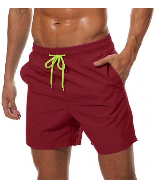 Racing Men's Quick Dry Swim Trunks with Mesh Lining Beach Shorts Boardshorts Swim Shorts 3 Pockets - Red - CW197ENXZWN