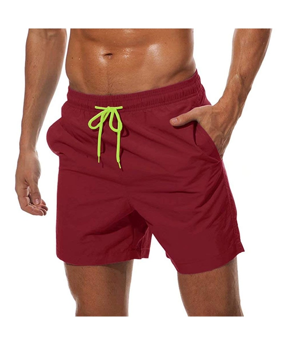 Racing Men's Quick Dry Swim Trunks with Mesh Lining Beach Shorts Boardshorts Swim Shorts 3 Pockets - Red - CW197ENXZWN