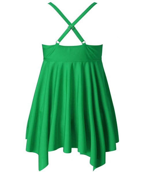 Racing Swimming Suit for Women Pregnant Two Piece Set of Solid Color Cross Strap Maternity Swimsuit Skirt - Green - C5197KUAZAI