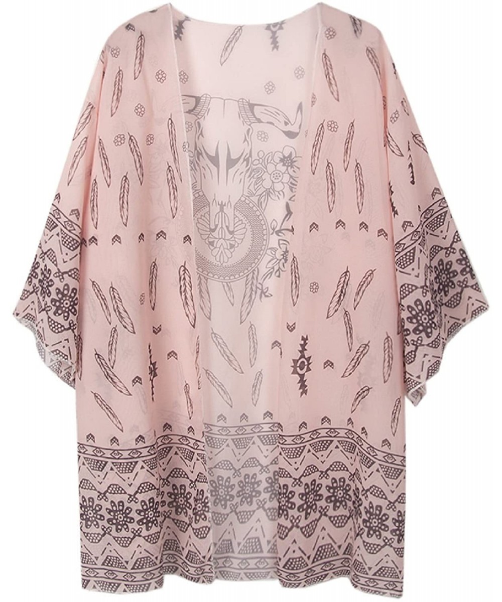 Cover-Ups Women's Loose Fit Cover Ups - Bare Pink - CB1291U2HPH