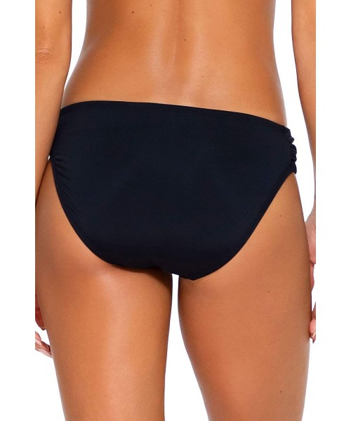 Bottoms Women's Femme Fatal Shirred Side Bikini Bottom Swimsuit - Black - C3114GL4ZZH