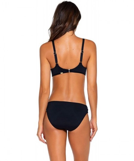 Bottoms Women's Femme Fatal Shirred Side Bikini Bottom Swimsuit - Black - C3114GL4ZZH