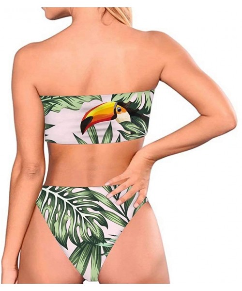 Racing Line Print Bohemia Women 2 Pieces Bikini Strapless High Cut Swimsuits - Pattern 10 - C818R0MUR58