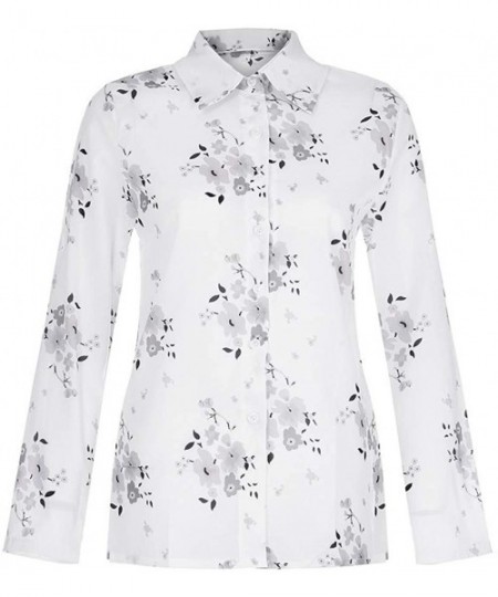 Racing Blouse For Women Loose Print Button Blouse Pullover Tops Shirt - 1 - White - CI18T9HQ9WC