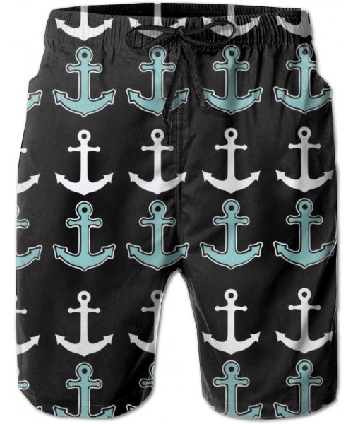 Board Shorts Mens Swim Trunks Quick Dry Beach Shorts Board Shorts Swimwear Bathing Suits with Pockets (New Nautical Anchor Pa...