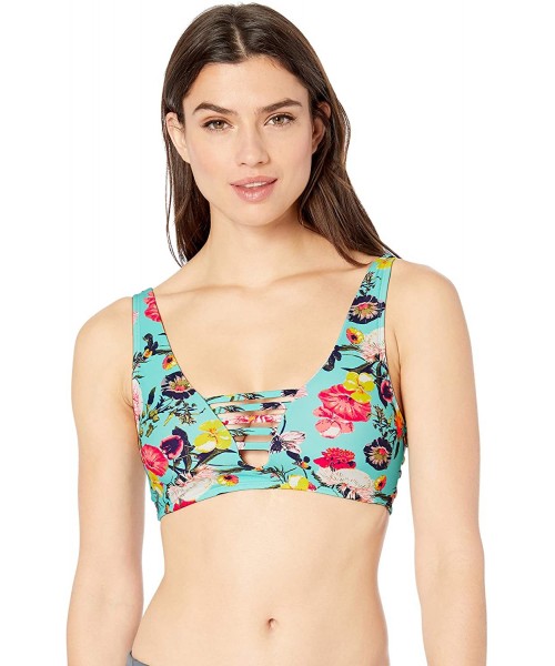 Tops Women's Maya Deep V Bikini Top Swimsuit - Bitola Sea Mist Floral - C618HWCRGQD