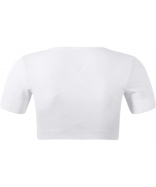 Rash Guards Men's Compression Short Sleeve Crop Top Body Shaper Vest Tee Hide Moobs Chest Binder Shaper - White - C11905WXGUK