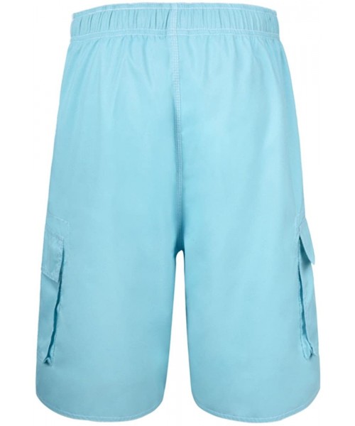 Board Shorts Men's Beachwear Board Shorts Quick Dry with Mesh Lining Swim Trunks - Blue - C617Z6ODWOD