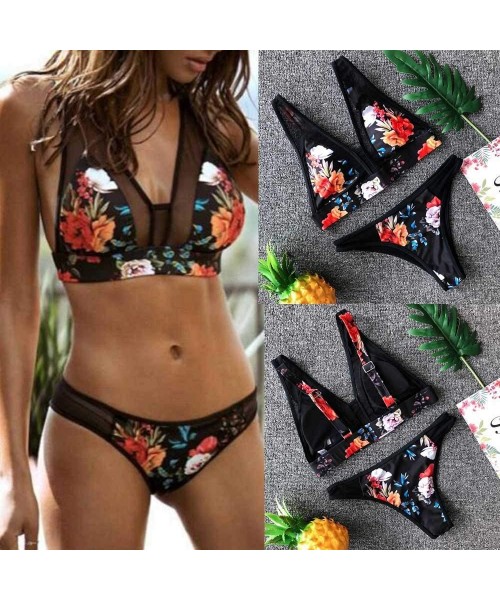 Sets Bikini Swimsuit For Women Push Up Bikini Set Beach Brazilian Swimsuit - Black-01 - CN18NZYEMA4