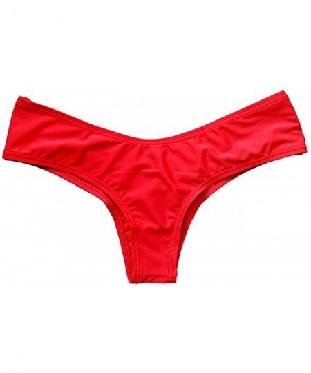 Tankinis Women's Brazilian Bikini Thong Back Ruched Bottom Cheeky T-Back Swimwear - Red - CT182KQ2EDM