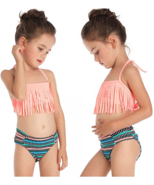 Sets Tassel 2Pcs Family Chic Bikinis Swimsuits Swimwear Beachwear for Girl Kid Child Teens Women - B-tassel Orange - CI18NO2969S