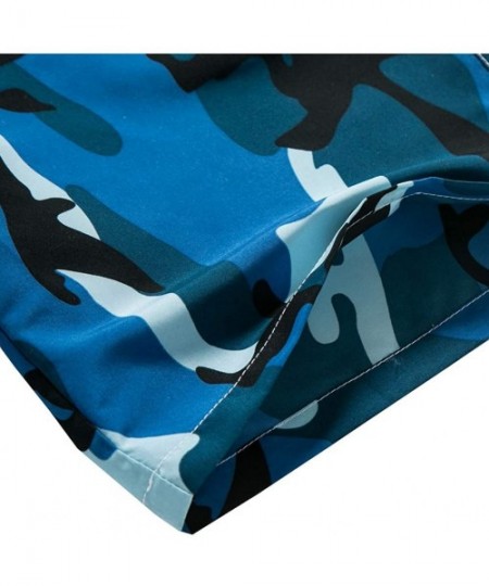 Board Shorts Mens Outdoor Camouflage Print Swim Trunks Beach Board Shorts - Blue - CV18QMZ8RQI