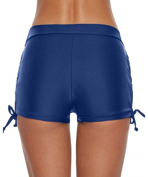 Bottoms Women's Swim Skirt Solid Color Waistband Swimsuit Skort Bikini Swimsuit Swimwear Bottom - Blue32969 - CT1927IK2YD