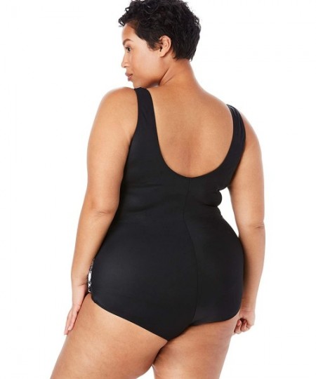 Tankinis Women's Plus Size Cargo Swim Shorts with Side Slits Swimsuit Bottoms - Black (1421) - C518R6CHGXU