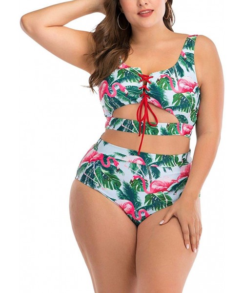 Sets Swimsuits for Women Plus Size Two Piece Halter Swimwear High Waisted Sexy Floral Print Bikini Set Bathing Suit Summer - ...