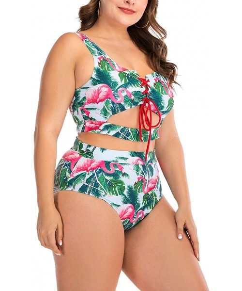 Sets Swimsuits for Women Plus Size Two Piece Halter Swimwear High Waisted Sexy Floral Print Bikini Set Bathing Suit Summer - ...