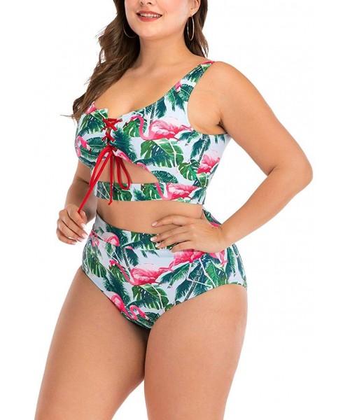 Sets Swimsuits for Women Plus Size Two Piece Halter Swimwear High Waisted Sexy Floral Print Bikini Set Bathing Suit Summer - ...