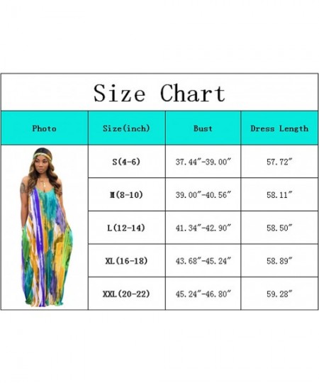 Cover-Ups Women's Summer Casual Plus Size Dress Loose Tie Dye Strap Maxi Dress with Pockets - 9365-2multicolor - CV199ZKH7C0