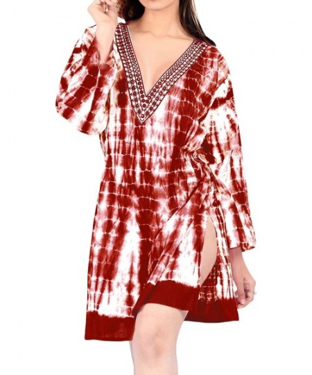 Cover-Ups Women's Plus Size Short Swimsuit Bikini Stylish Beach Cover Up Caftan - Spooky Red_j927 - CJ12JE85MXZ