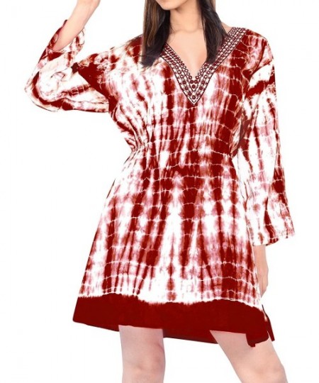 Cover-Ups Women's Plus Size Short Swimsuit Bikini Stylish Beach Cover Up Caftan - Spooky Red_j927 - CJ12JE85MXZ