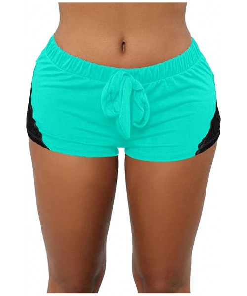 Board Shorts Yoga Pants for Women Bandage Lace Elastic Out High Waist Leggings Tight Stitching Yoga Shorts Sports Pants Green...