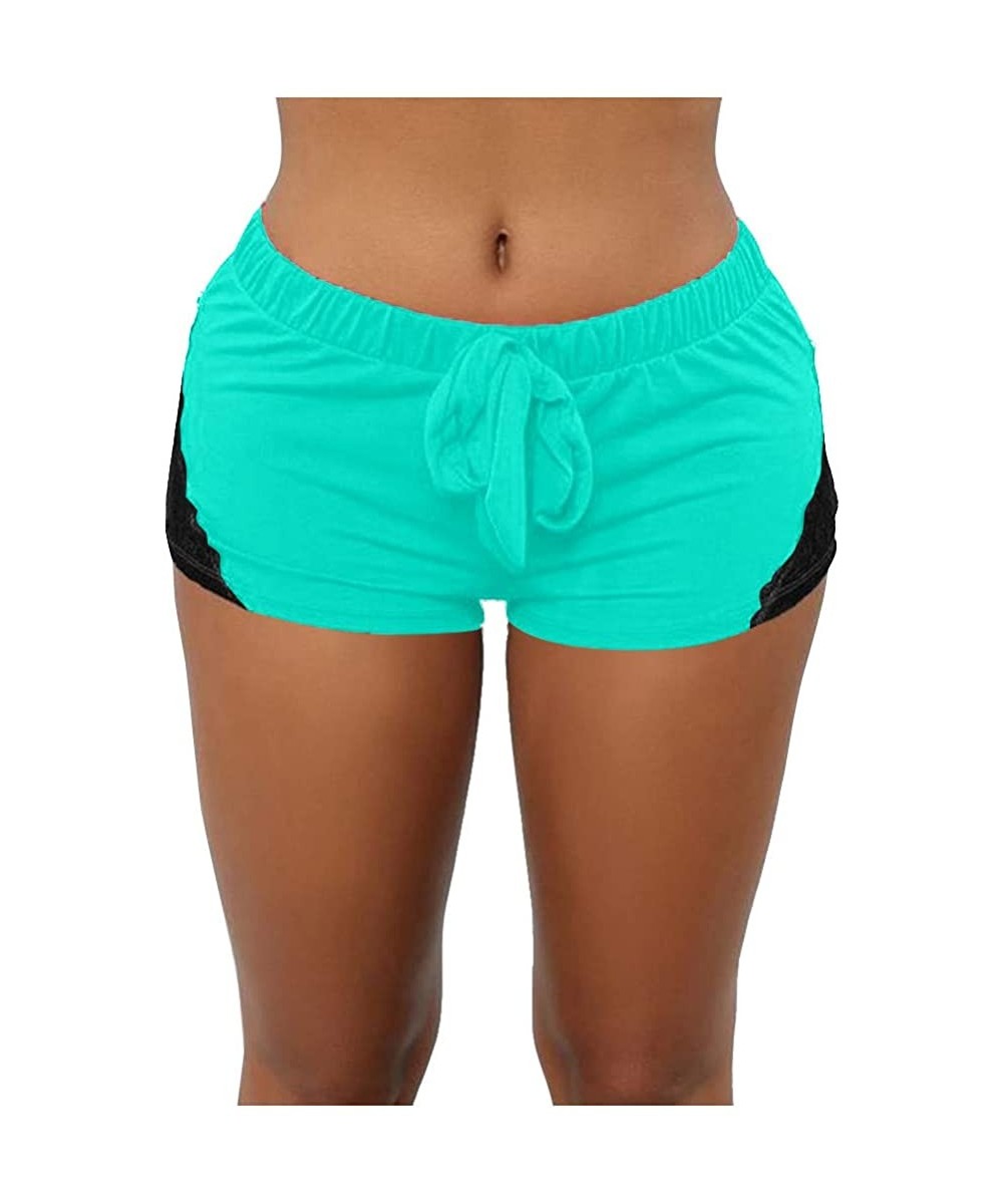 Board Shorts Yoga Pants for Women Bandage Lace Elastic Out High Waist Leggings Tight Stitching Yoga Shorts Sports Pants Green...