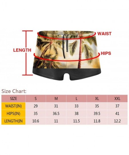 Briefs Palm Tree Men's Swimwear Sexy Low Waist Boxer Swimsuit Surfboard Boxer Shorts - Black - CW19DYT0C8L