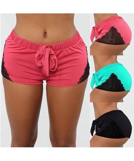 Board Shorts Yoga Pants for Women Bandage Lace Elastic Out High Waist Leggings Tight Stitching Yoga Shorts Sports Pants Green...