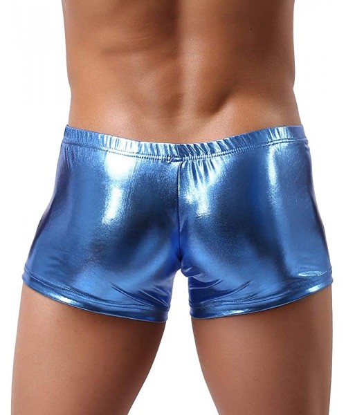 Briefs Men's Metallic Contour Bikini Boxer Underwear - Blue - C918RDXXEQ8