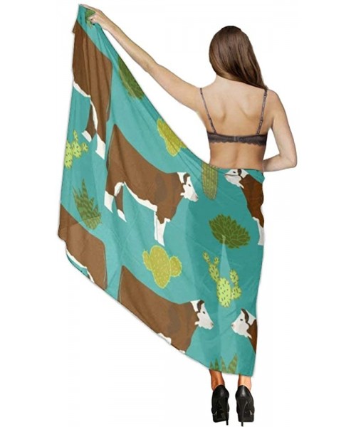 Cover-Ups Women Chiffon Scarf Sunscreen Shawl Wrap Swimsuit Cover Up Beach Sarongs - Hereford Cow - C319C4IZMLM