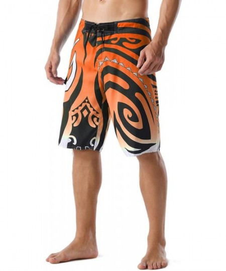 Trunks Men's Swim Trunks Beachwear Quick Dry Hawaiian Printed - Orange - CA17WXKRADQ