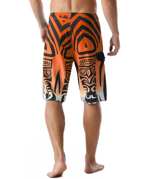 Trunks Men's Swim Trunks Beachwear Quick Dry Hawaiian Printed - Orange - CA17WXKRADQ