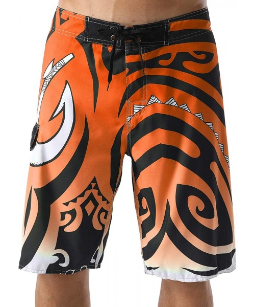 Trunks Men's Swim Trunks Beachwear Quick Dry Hawaiian Printed - Orange - CA17WXKRADQ