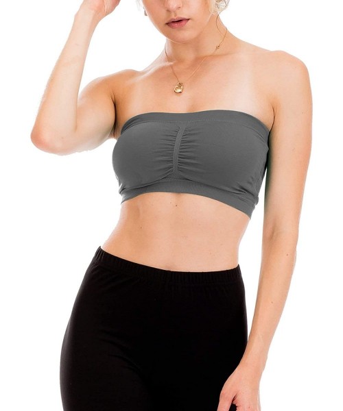 Tops Women's Padded Bandeau Bra Bikini Tube Top - Padded_dkgrey - CG18O0CD45R