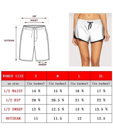 Board Shorts Women's Stretch Swim Trunks Cute Fennec with Big Ears Summer Beach Shorts Slim Fit Board Shorts - White-665 - C9...