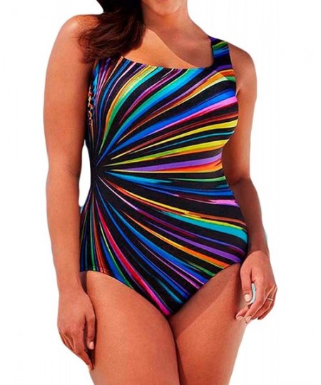 One-Pieces Women's One Piece Monokinis Swimwear Assorted Colors Plus Size Beachwear for Girls - Rainbow - C018ULU0LAO