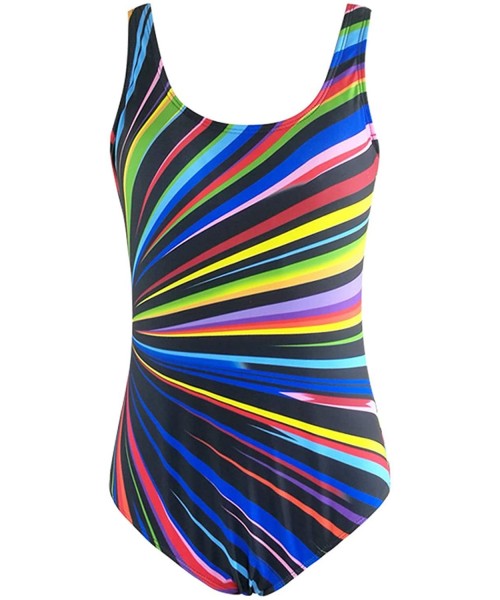 One-Pieces Women's One Piece Monokinis Swimwear Assorted Colors Plus Size Beachwear for Girls - Rainbow - C018ULU0LAO