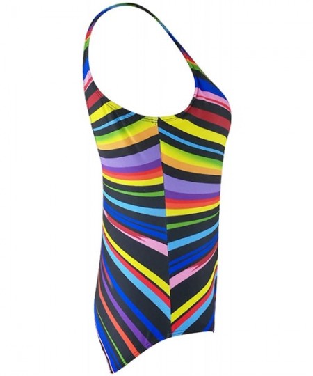 One-Pieces Women's One Piece Monokinis Swimwear Assorted Colors Plus Size Beachwear for Girls - Rainbow - C018ULU0LAO