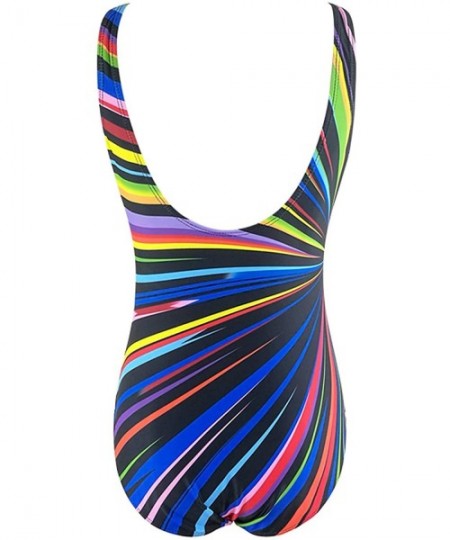 One-Pieces Women's One Piece Monokinis Swimwear Assorted Colors Plus Size Beachwear for Girls - Rainbow - C018ULU0LAO