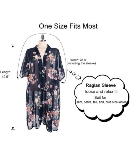 Cover-Ups Chiffon Floral Beach Cover Up Sheer Bikini Wrap for Seaside Holiday - A-navy - C118Q73WXU4