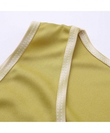 Rash Guards Women's Summer Casual Swing T-Shirt Dresses Beach Cover up with Pockets - Yellow - CF199HTEIOW